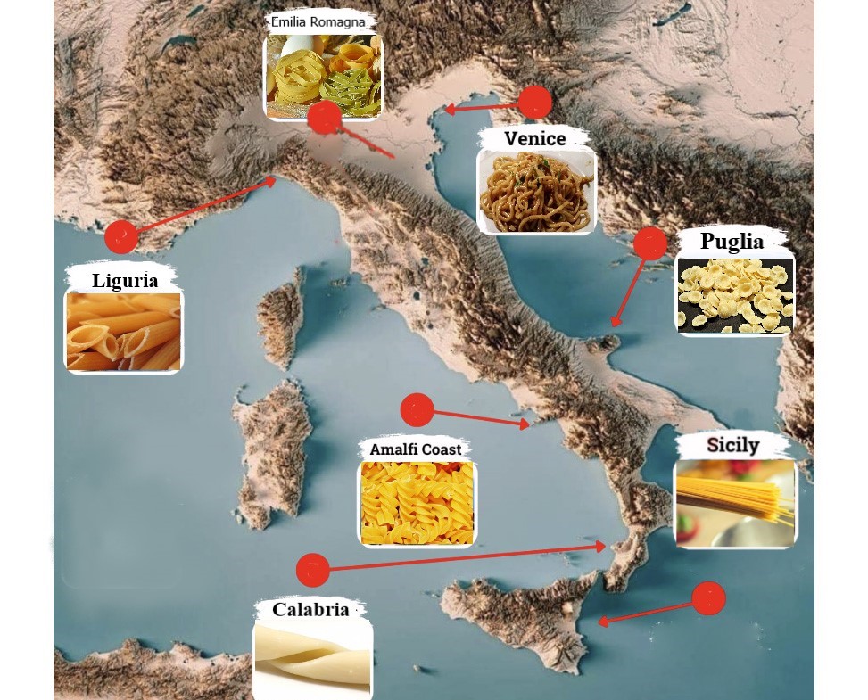 Pasta map of Italy