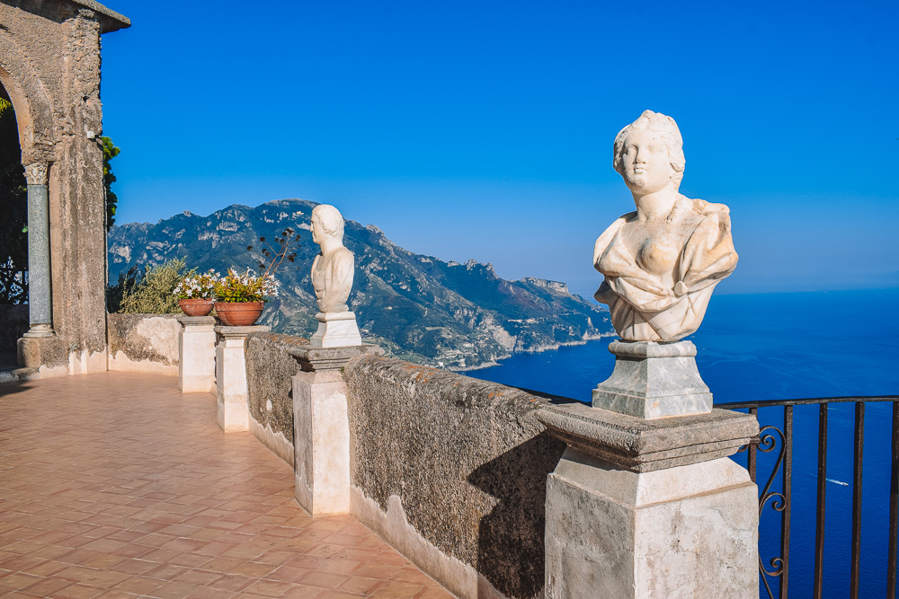 Taking in the beautiful views from the Terrazza del Infinito in Villa Cimbrone, Ravello