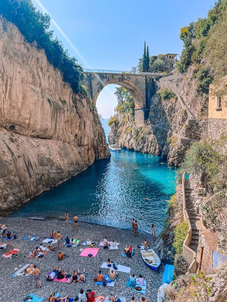 Exploring the famous Fiordo di Furore near Positano in Amalfi Coast, Italy