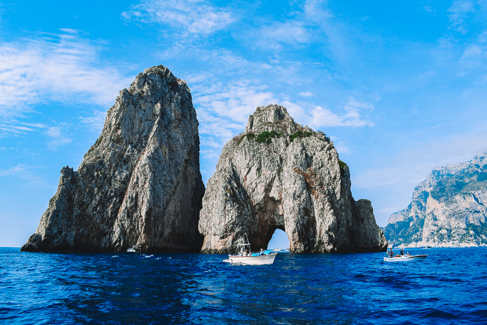 The iconic Faraglioni rocks of Capri in Italy