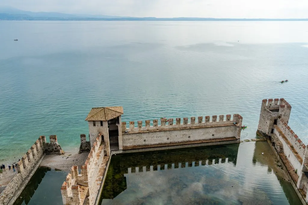 Aerial view of the defensive walls of Sirmione Castle, Lake Garda