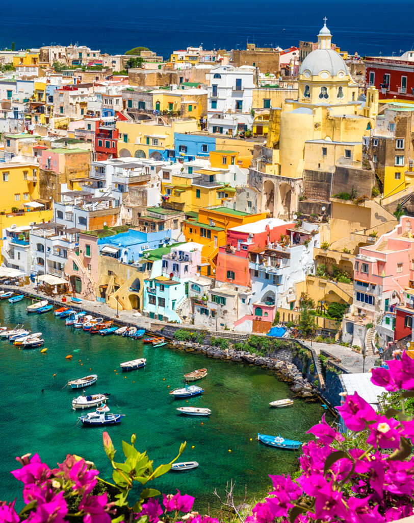 Colorful Buildings on Procida Island in Italy