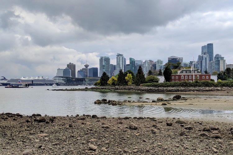 View of Vancouver city skyline from Stanley Park