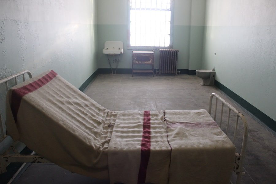 One of the cells in the medical ward where Robert Stroud lived in isolation in Alcatraz.