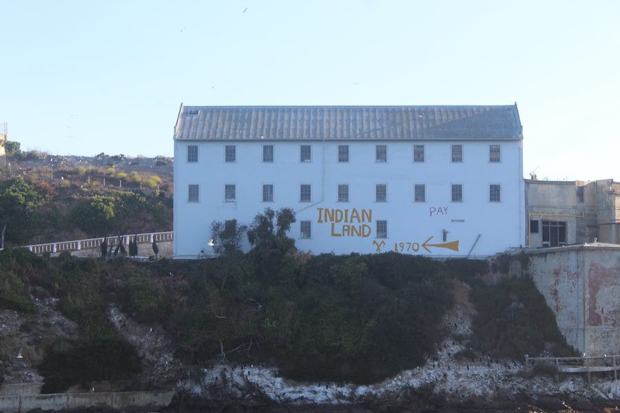 White building on Alcatraz Island marked as Indian Land.