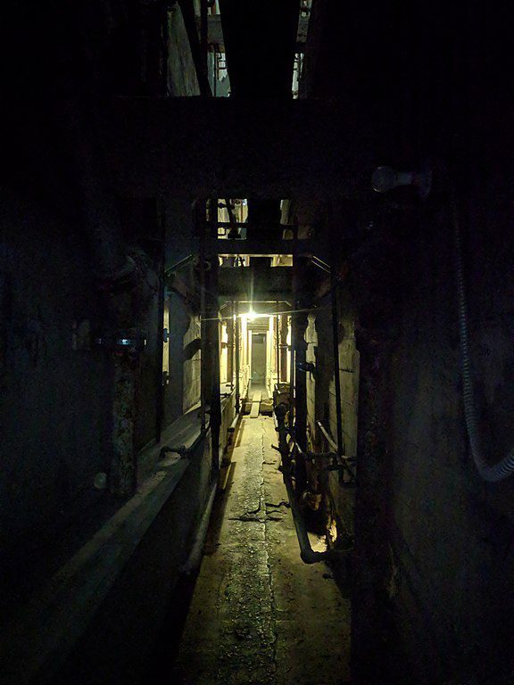 The utility corridor between rows of cells inside the main Alcatraz prison block used in the June 1962 escape.