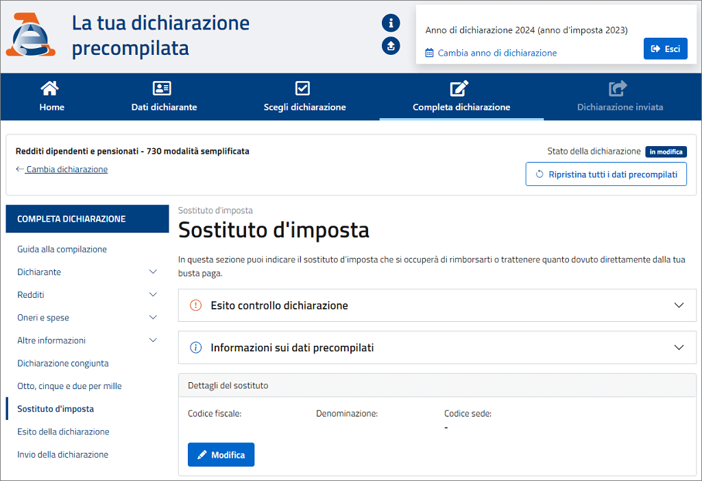 Update the details for the income refunds in Italy