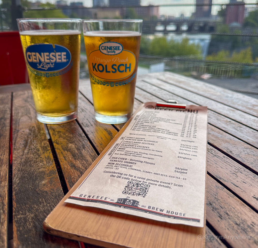 Genesee Brew House brews and beer menu Genesee Light and Genesse mango peach kolsch