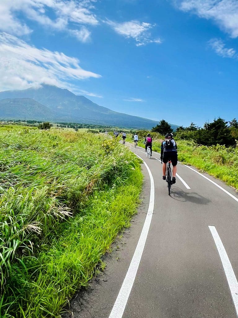 Long view of the cycling path on Rishiri Island