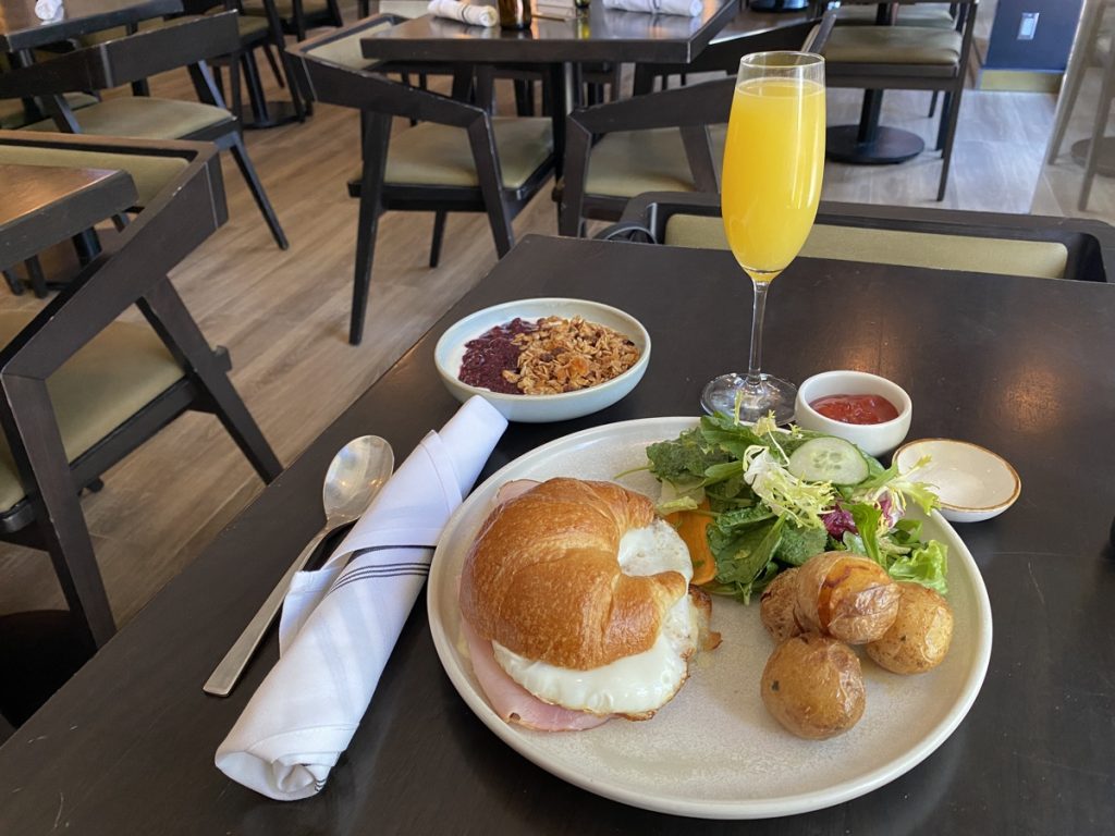 Croissant Croque Madame for brunch at Ricarda's French restaurant in Toronto