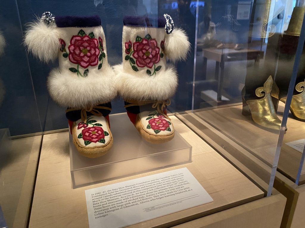 Moccasins by Cree artist Celine Kleingeist at the Bata Shoe Museum