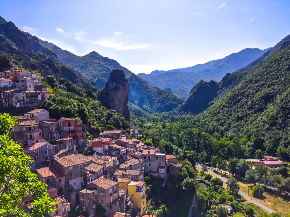 Time and the Madonna look affectionately upon Orsomarso, one of the loveliest towns in Calabria.