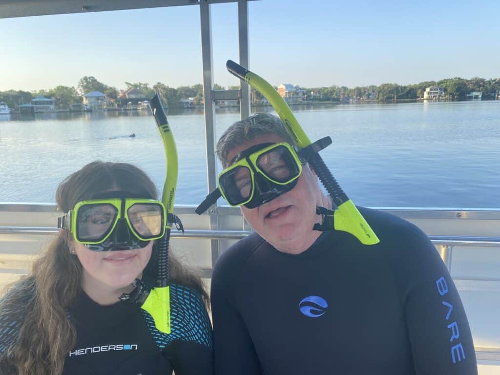 Snorkeling gear for swimming with manatees in Florida