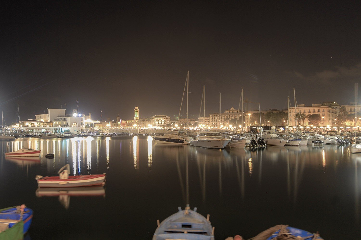 Bari at night - Harbour of Bari, Puglia with the lights on