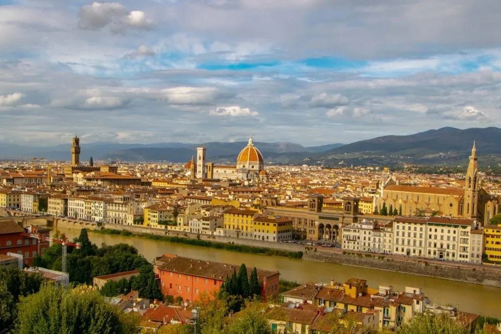 View of Florence including the Duomo and Arno River from Piazzale Michelangelo