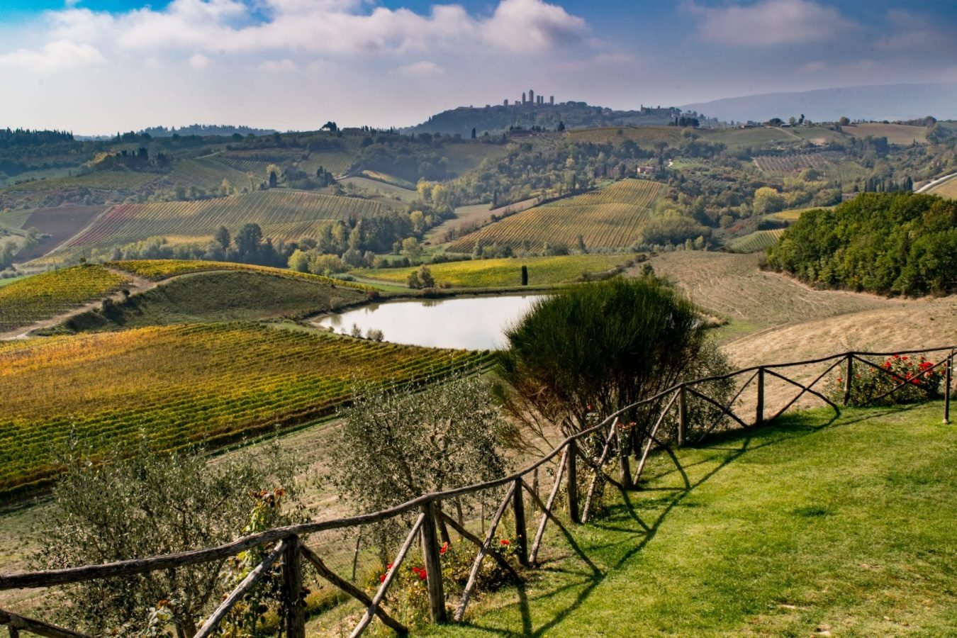 View of San Gimignano from a Tuscan winery, a breathtaking spot