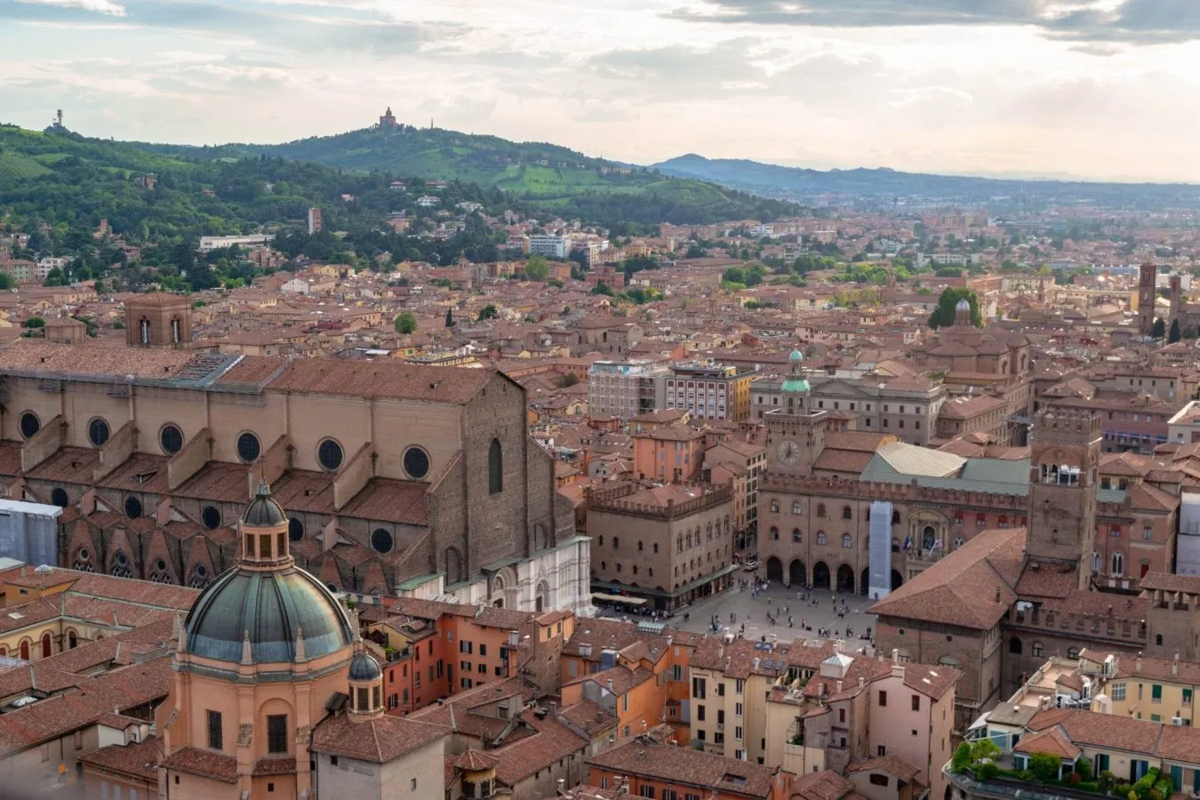 View of Piazza Maggiore in Bologna from Torre Asinelli