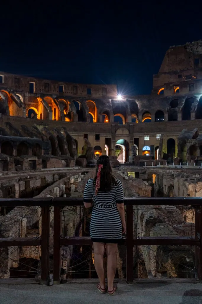 Kate Storm overlooking the Colosseum after hours