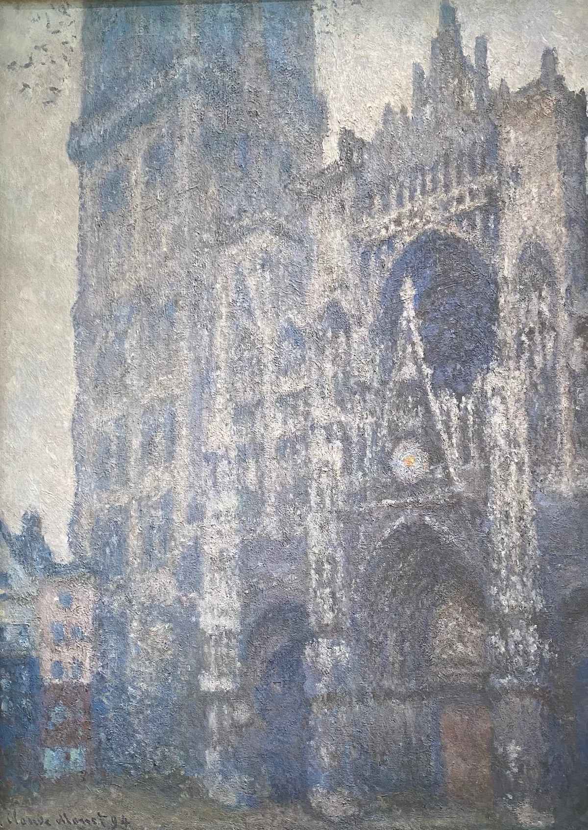 Monet's painting of Rouen Cathedral, Facade and Tour d'Albane in Grey Weather.