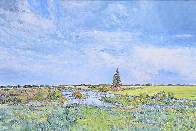 Landscape painting of a prairie slough by Dorothy Knowles.