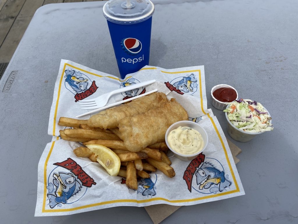 Fish and chips from Barb’s at Fisherman’s Wharf in Victoria, BC