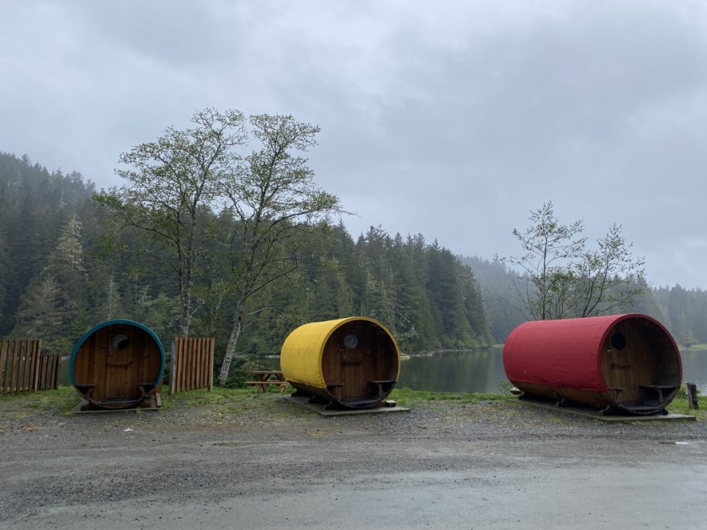 Cool sleeping pods at the Pacheedaht Campground in Port Renfrew on Vancouver Island