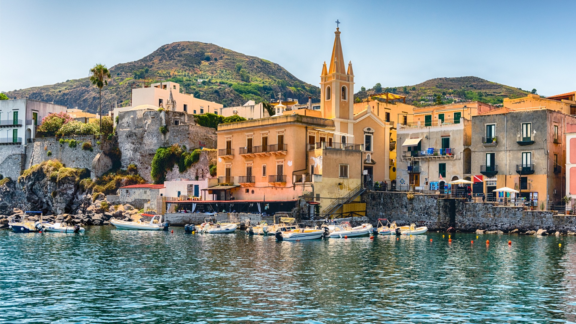 A serene view of Marina Corta in Lipari.