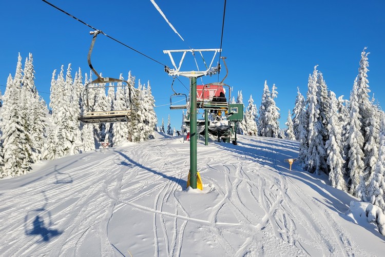 Chair lift at Sasquatch Mountain Resort, ski resort near Vancouver British Columbia 