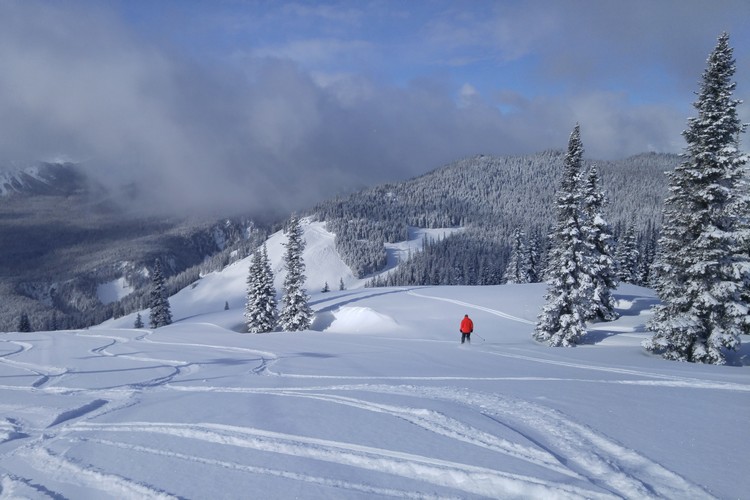 Skiing fresh snow at Manning Park Resort, one of the best ski resorts near Vancouver