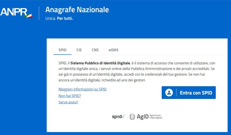 Use SPID to download the certificate of residency in Italy