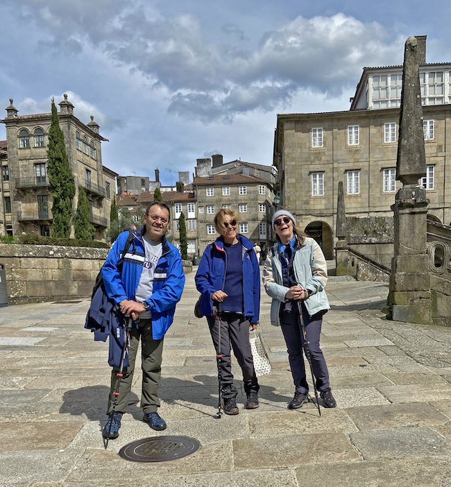 Jose Munera and his fellow pilgrims in Galicia, Spain, after walking the Camino de Santiago.