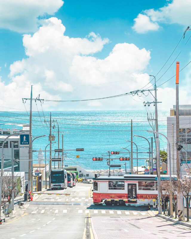 Haeundae Blueline Park Train in Busan, Korea