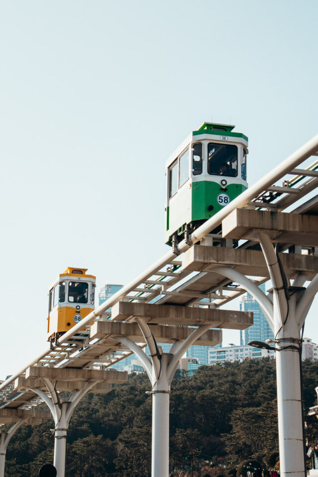 Haeundae Blueline Park Sky Capsule in Busan, Korea