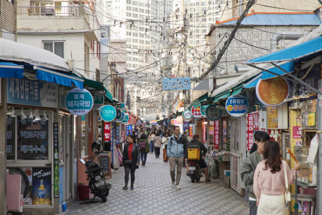 Haeundae traditional market in Busan Korea