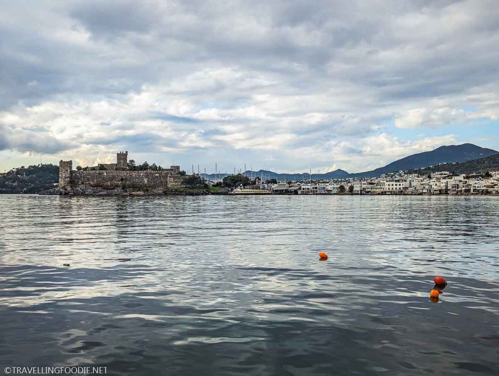 Waterfront views with The Castle of St Peter in Bodrum Turkey