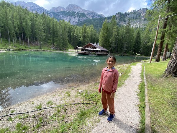 My daughter at Lake Ghedina, Cortina