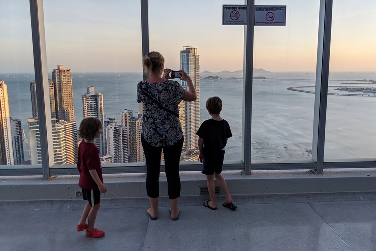 Sunset views of the Pacific Ocean from the Hard Rock Hotel Panama, 62nd floor