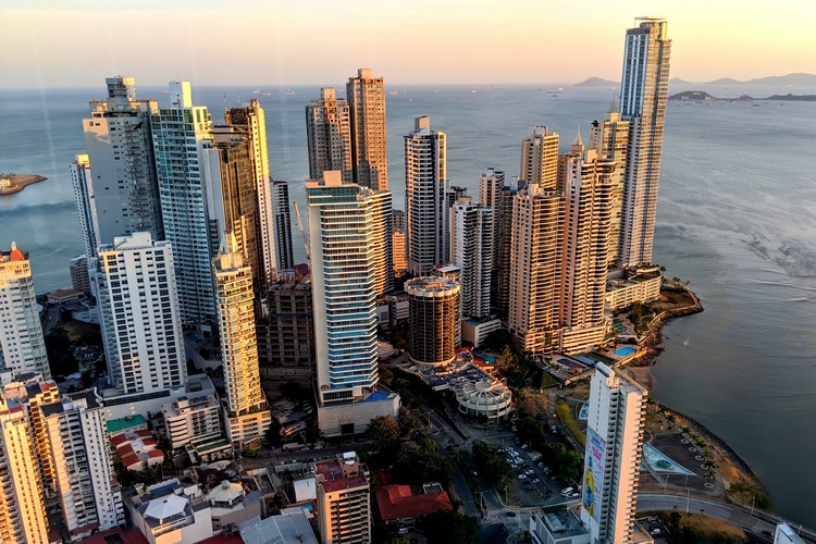 Views of Panama City from Hard Rock Hotel Panama rooftop bar