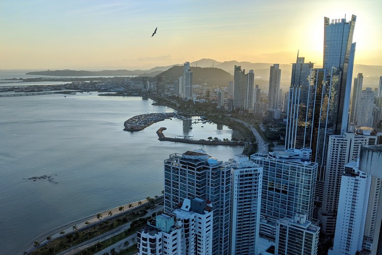 Sunset view from the Hard Rock Hotel rooftop bar observation deck