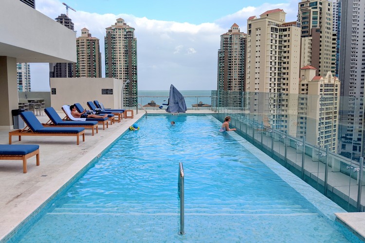 Rooftop pool at Marriott downtown Panama City