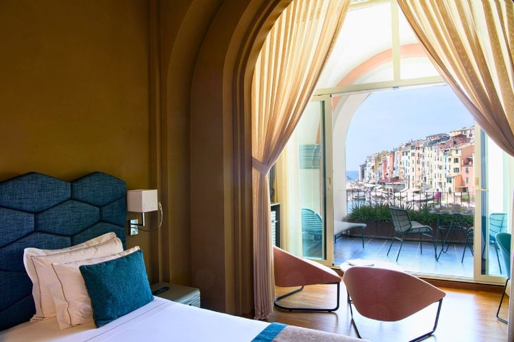 Suite with a view in Grand Hotel Portovenere. Photo courtesy of Grand Hotel Portovenere