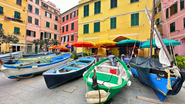 Colorful boats and houses in Vernazza. Photo by Isabella Miller