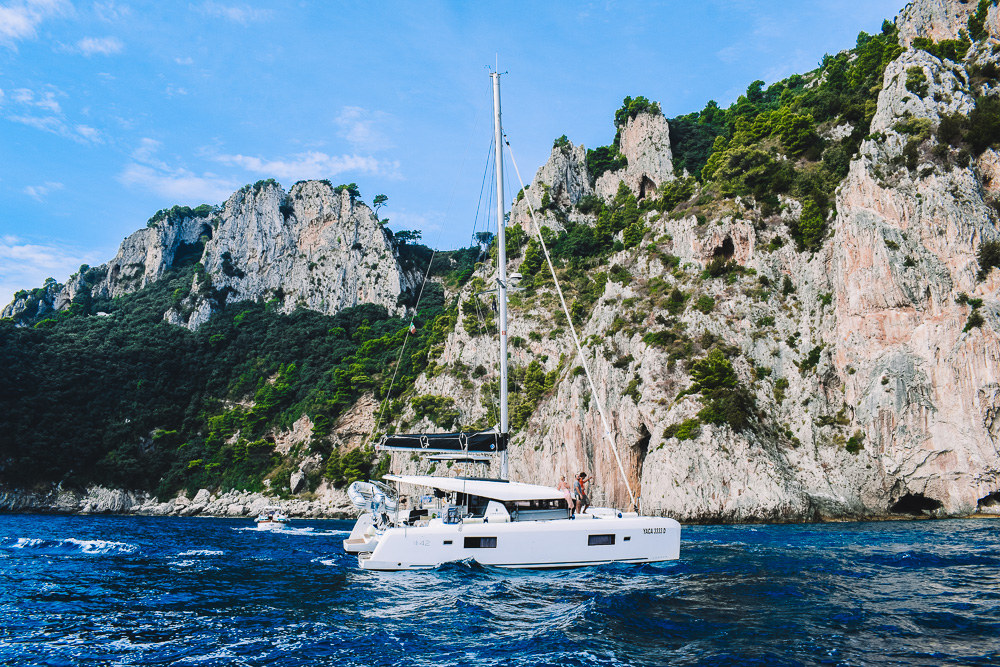 A catamaran cruise in Capri, Italy