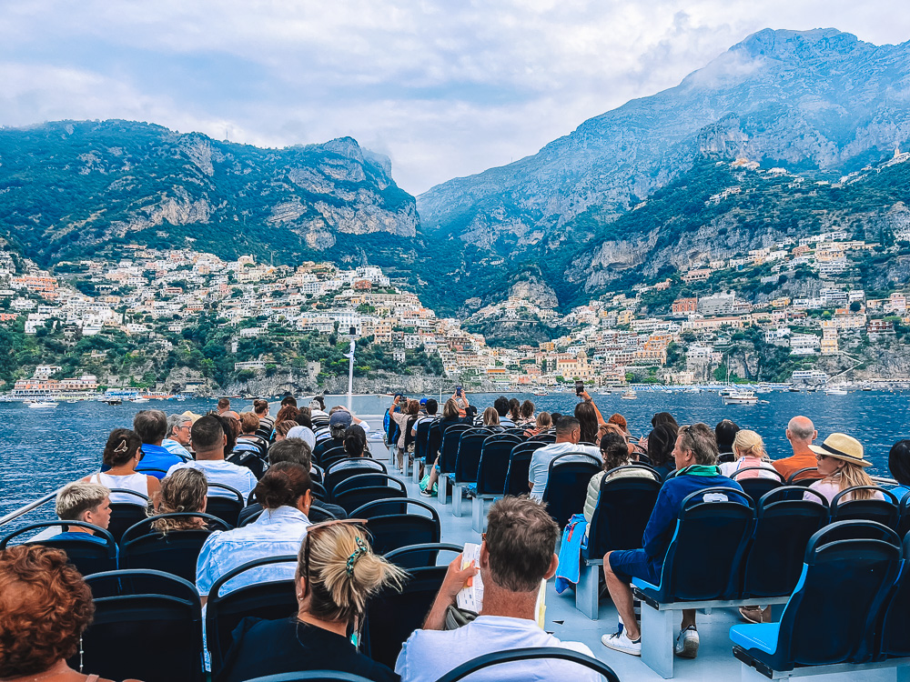 The top deck of the ferry from Amalfi to Capri, which does a stop in Positano first