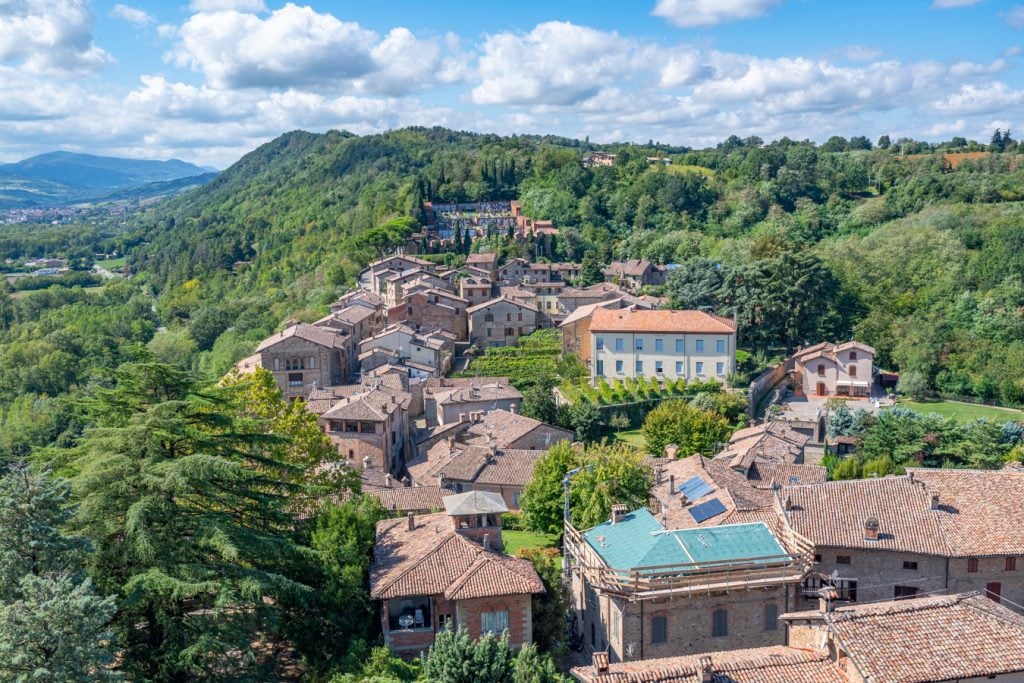 view of castell'arquato italy from the top of its rocca viscontea castle