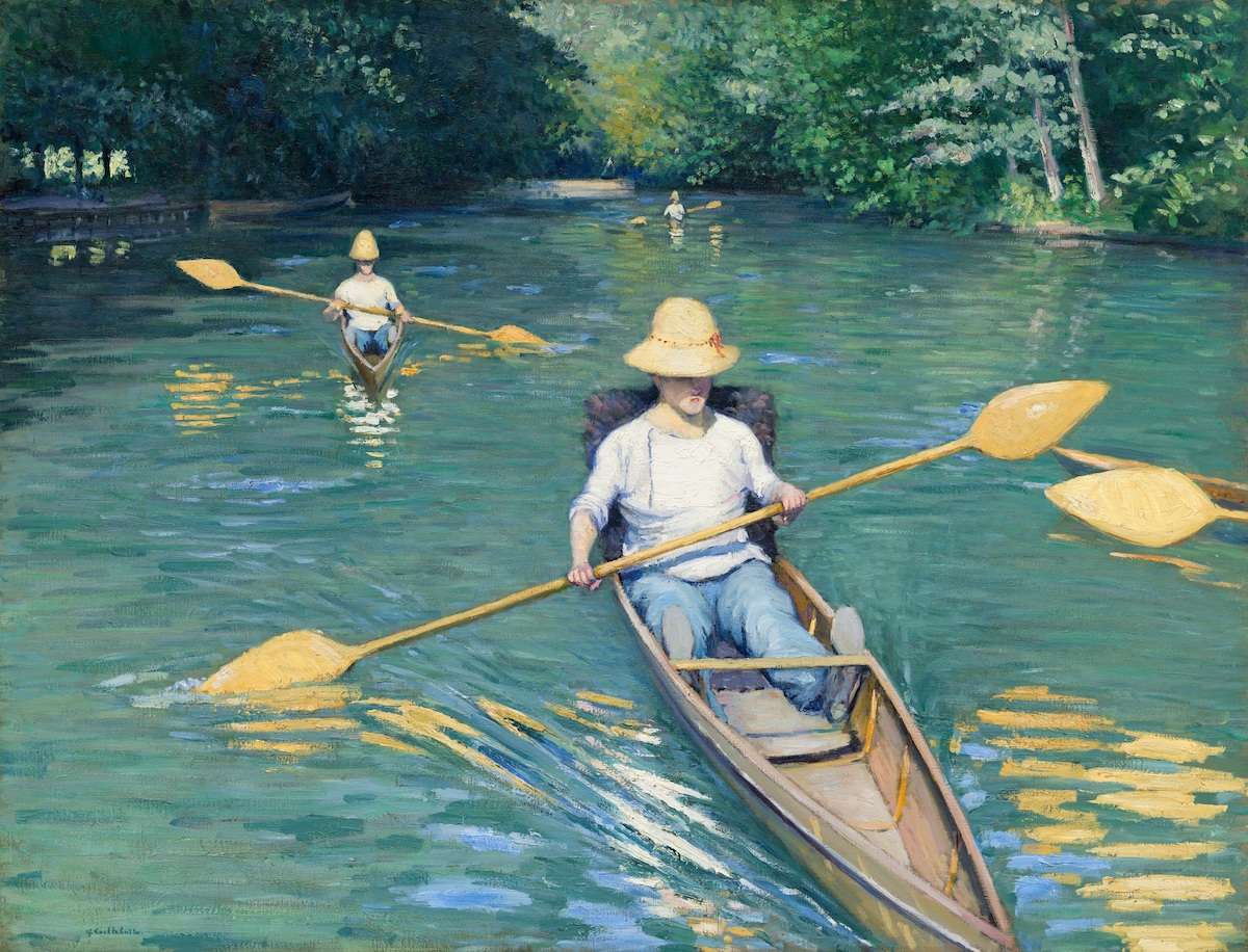 Skiffs on the Yerres by Gustave Caillebotte.