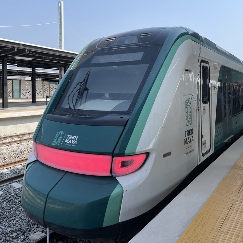 Maya Train At A Station In Mexico