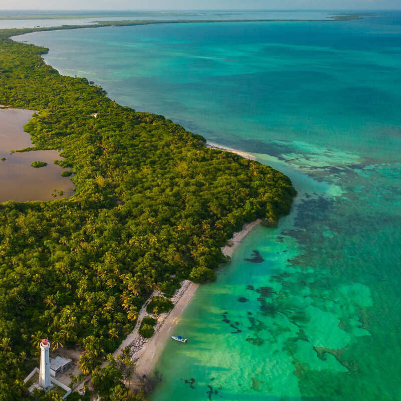 Aerial View Of Sian Ka'an Biosphere Reserve In Mexico