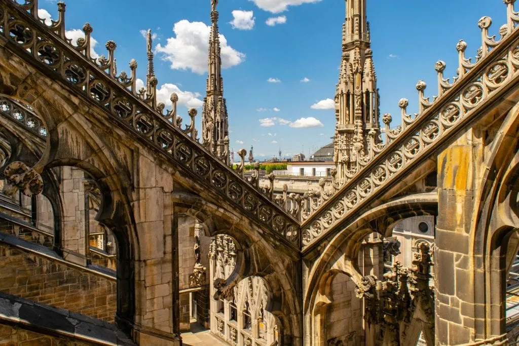 View of the rooftop terraces of Milan's Duomo