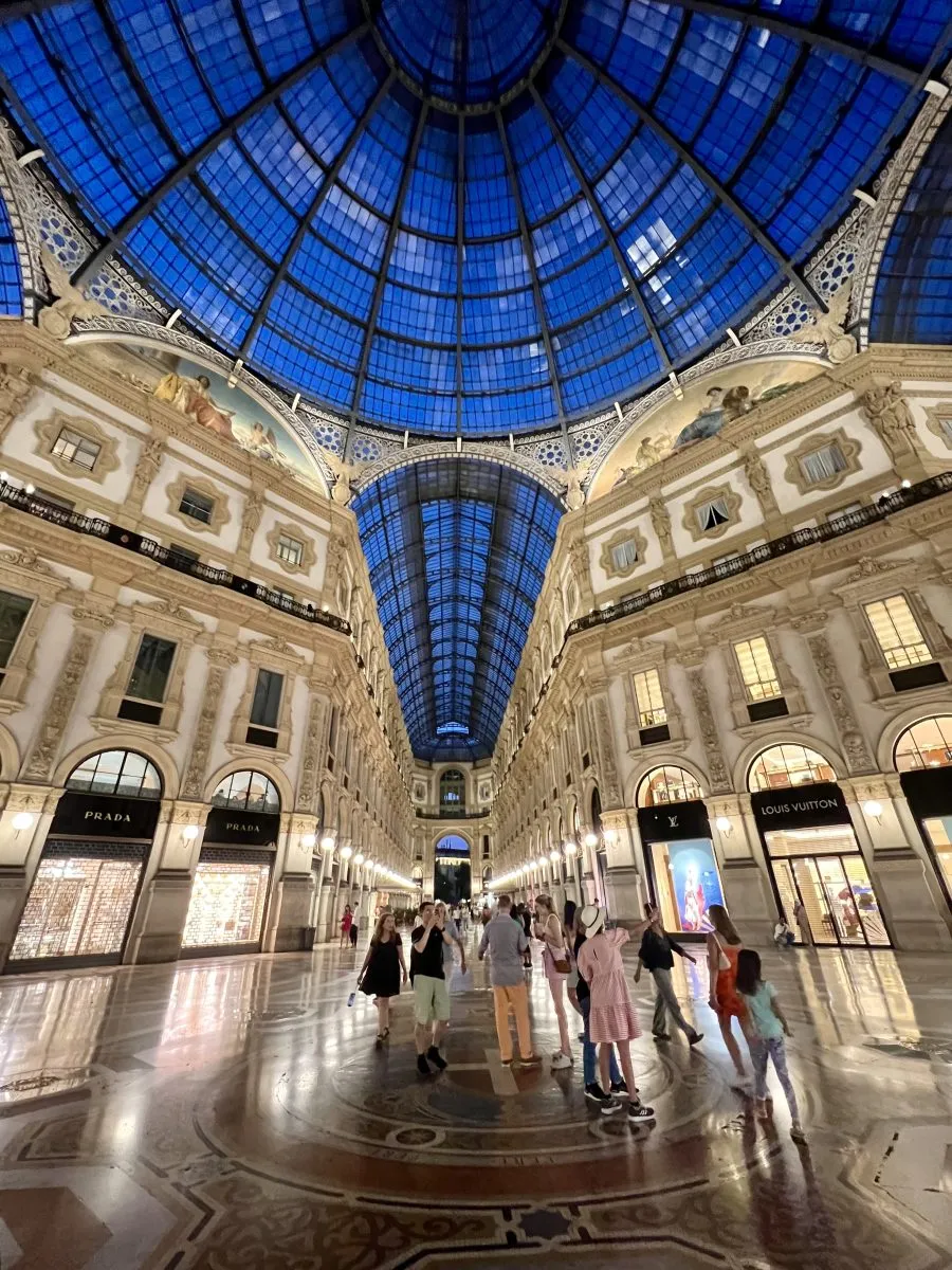 Interior of Galleria Vittorio Emanuele II at night